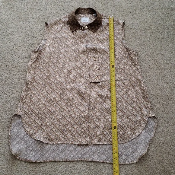 BURBERRY TB MONOGRAM 100% SILK OVERSIZED SHIRT BLOUSE TOP - Picture 13 of 13